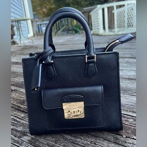 MICHAEL KORS Bridgette Small Saffiano Black Leather Purse